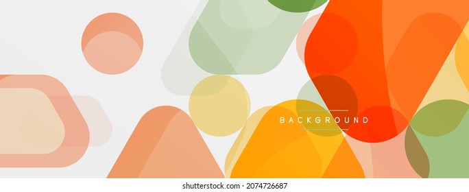 Color bubbles and rounded geometric shapes on white. Vector geometric minimal abstract background for wallpaper, banner, background, landing page