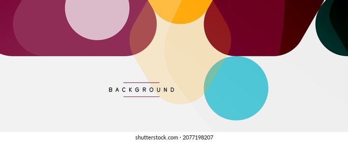 Burbujas de color y formas geométricas redondeadas sobre blanco. Fondo abstracto mínimo geométrico vectorial para fondo de pared, banner, fondo, página de inicio