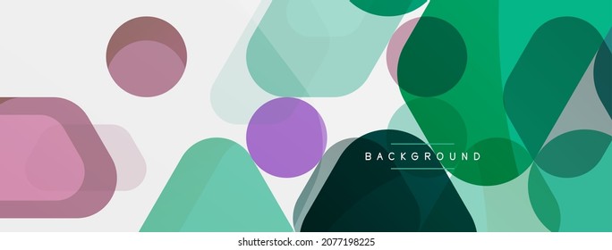 Burbujas de color y formas geométricas redondeadas sobre blanco. Fondo abstracto mínimo geométrico vectorial para fondo de pared, banner, fondo, página de inicio