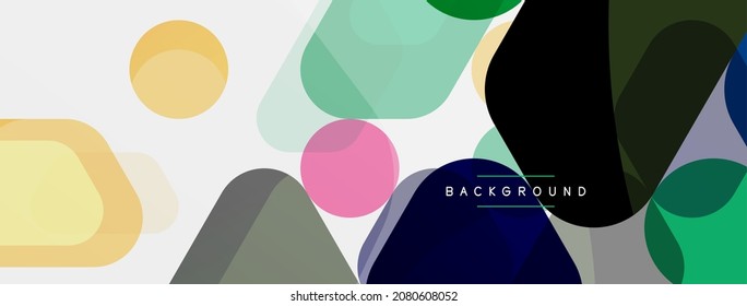 Color bubbles and rounded geometric shapes on white. Vector geometric minimal abstract background for wallpaper, banner, background, landing page