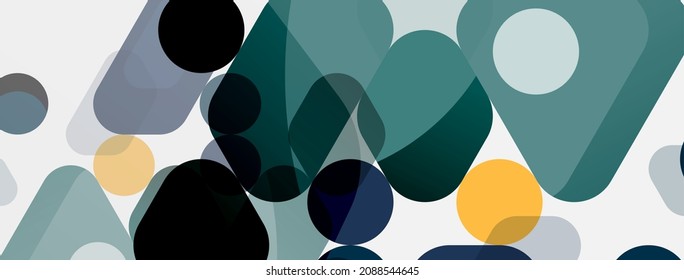 Color bubbles and rounded geometric shapes on white. Vector geometric minimal abstract background for wallpaper, banner, background, landing page