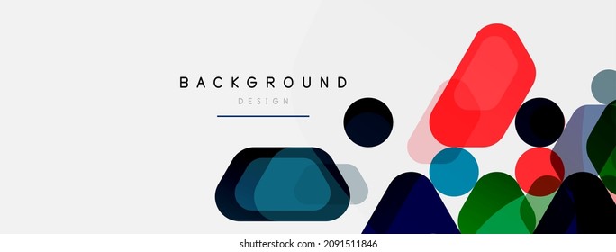 Color bubbles and rounded geometric shapes on white. Vector geometric minimal abstract background for wallpaper, banner, background, landing page