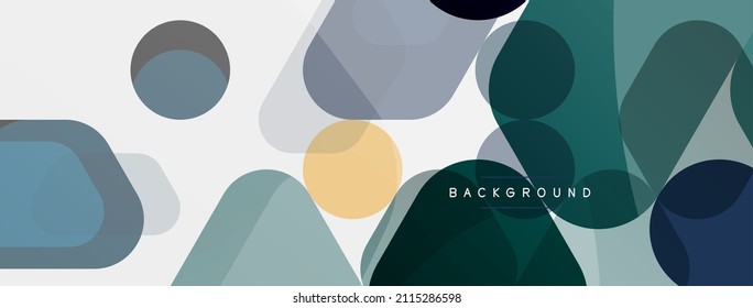 Burbujas de color y formas geométricas redondeadas sobre blanco. Fondo abstracto mínimo geométrico vectorial para fondo de pared, banner, fondo, página de inicio