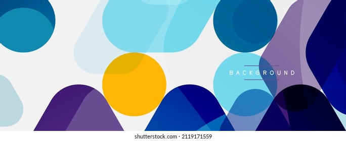 Color bubbles and rounded geometric shapes on white. Vector geometric minimal abstract background for wallpaper, banner, background, landing page