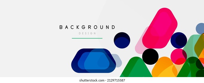 Burbujas de color y formas geométricas redondeadas sobre blanco. Fondo abstracto mínimo geométrico vectorial para fondo de pared, banner, fondo, página de inicio
