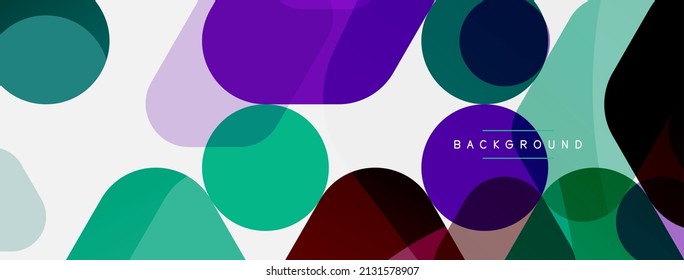 Burbujas de color y formas geométricas redondeadas sobre blanco. Fondo abstracto mínimo geométrico vectorial para fondo de pared, banner, fondo, página de inicio