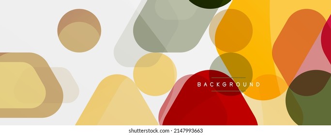 Burbujas de color y formas geométricas redondeadas sobre blanco. Fondo abstracto mínimo geométrico vectorial para fondo de pared, banner, fondo, página de inicio