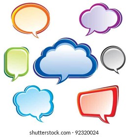 Color bubbles set.Set of colorful vector speech bubbles with realistic shading. Each element is grouped separately for easy editing.Simple gradient use only