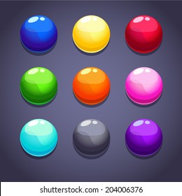 Color bubbles\balls set on the dark background, isolated vector