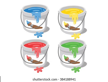 Color bucket cartoon vector