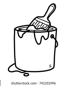 color bucket / cartoon vector and illustration, black and white, hand drawn, sketch style, isolated on white background.