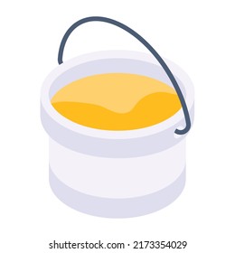 Color bucket isometric icon, editable and handy
