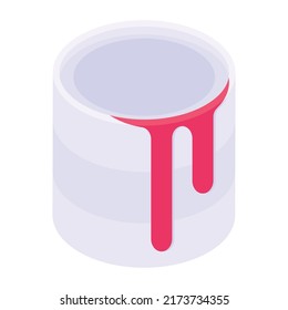 Color bucket isometric icon, editable and handy