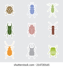 color bugs and beetles stickers eps10
