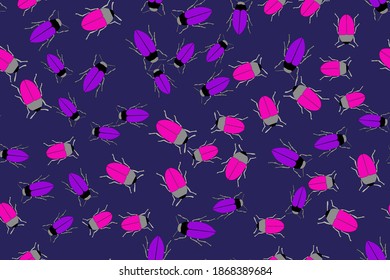 Color Bugs Illustration Seamless Pattern