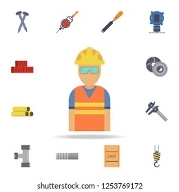 color builder in a helmet icon. Detailed set of color construction tools. Premium graphic design. One of the collection icons for websites, web design, mobile app