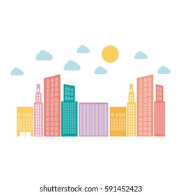 color builds with small cloud and sun, vector illustraction design