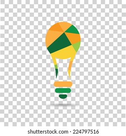Color bulb on the checkered background. Vector shape