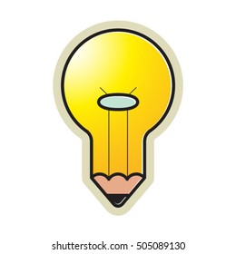 color bulb with pencil-vector drawing