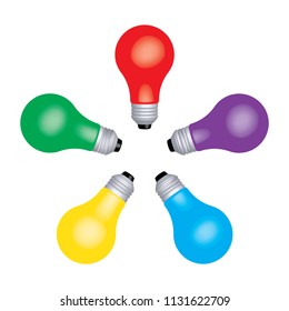 Color bulbs with different angles of rotation. Vector illustration