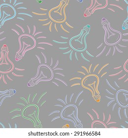 color bulbs, sketch, seamless pattern, on gray background