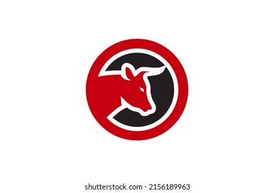 Color Bull Logo Template in a circle