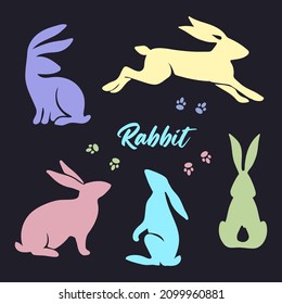 Color bunny silhouettes vector illustration