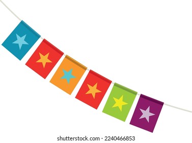 Color bunting icon. Party decoration. Celebration symbol