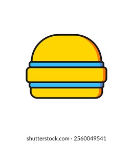 Color Burger icon isolated on white background. Hamburger icon. Cheeseburger sandwich sign. Fast food menu. Flat filled outline style with shadow. Vector