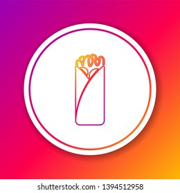 Color Burrito line icon isolated on color background. Traditional mexican fast food. Circle white button. Vector Illustration