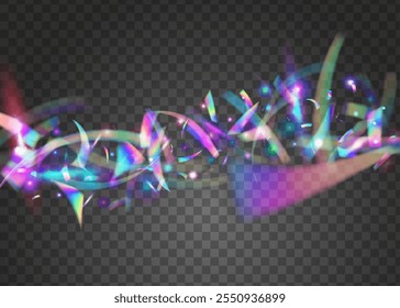 Color Burst. Laser Iridescent Explosion. Pink Art Effect. Festive Ribbon. Falling Tinsel. Abstract Banner. Retro Texture. Explosion Confetti. Blue Color Burst