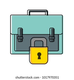 color business briefcase object with padlock security