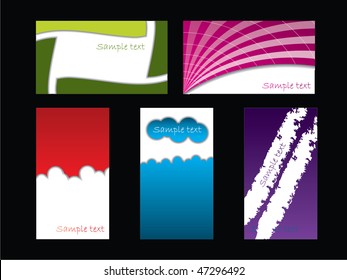 Color business card set on black