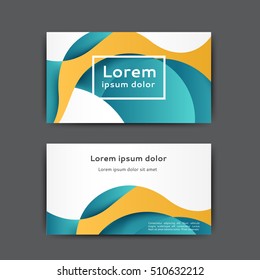 Color business card template with abstract lines and waves