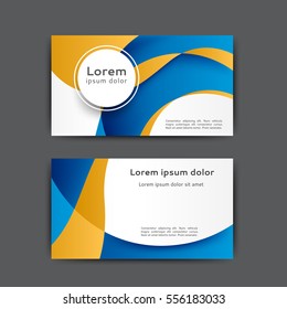 Color business card template with abstract lines and waves