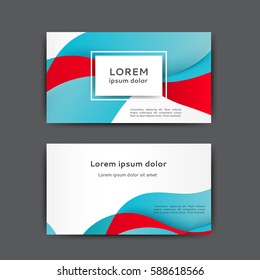 Color business card template with abstract lines and waves