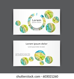 Color business card template with abstract lines and waves