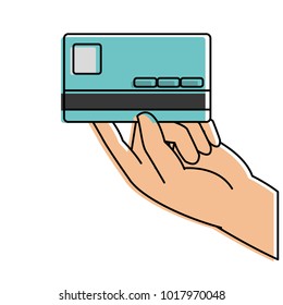 color business electronic credit card in the hand