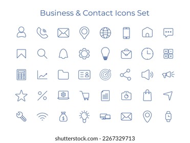 color business icon set, web icon set, contact icon set for mobile apps and website