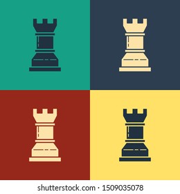 Color Business strategy icon isolated on color background. Chess symbol. Game, management, finance. Vintage style drawing. Vector Illustration