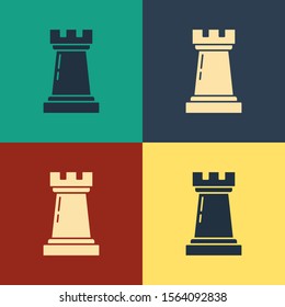 Color Business strategy icon isolated on color background. Chess symbol. Game, management, finance. Vintage style drawing. Vector Illustration