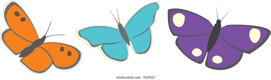 color butterflies, vector