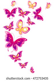 color butterflies,isolated on a white