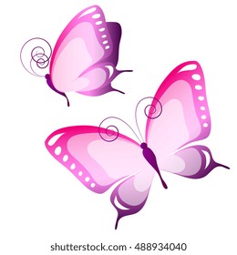 color butterflies,isolated on a white