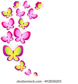color butterflies,isolated on a white