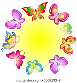 color butterflies,isolated on a white