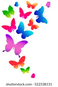 color butterflies,isolated on a white