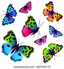 color butterflies,isolated on a white. Vector. 