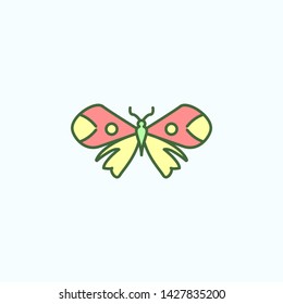 Color butterfly field outline icon