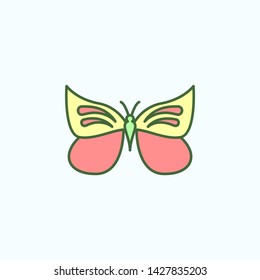 Color butterfly field outline icon